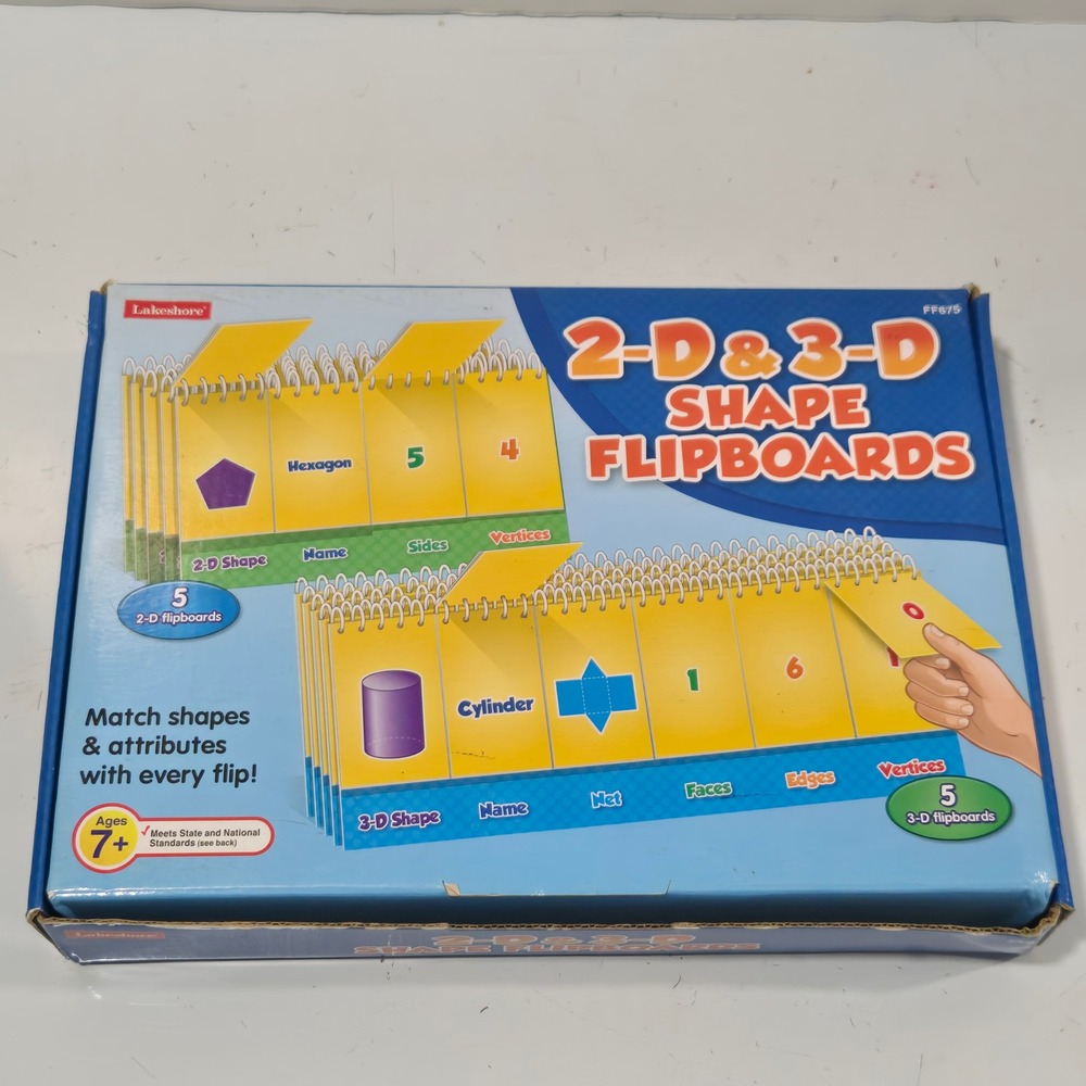 Lakeshore 2-D & 3-D Shape Flipboards Geometry Educational Math Tool FF675